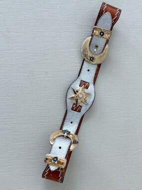 Vintage Western Concho Belt Made in Italy Y2K Rhinestone Festival Cowgirl Size S